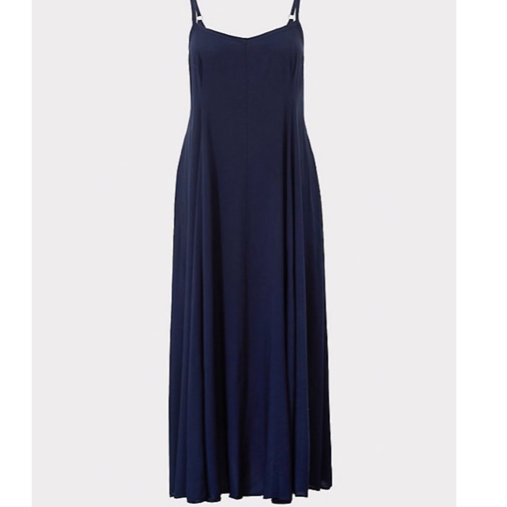 Torrid Navy Challis Trapeze Maxi Dress